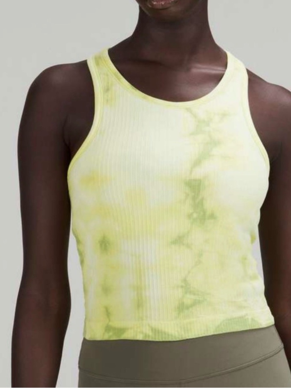 lululemon athletica Yellow Tie-Dye Ribbed Racerback Tank